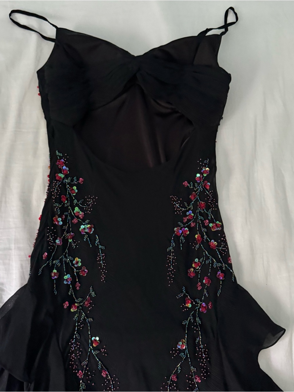 Black Floral Embroidered Slip Dress - Picture 4 of 9
